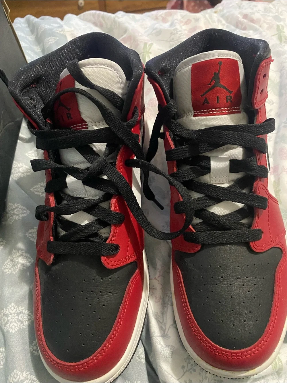 Nike Kids Red, Black & White High-Top Sneakers